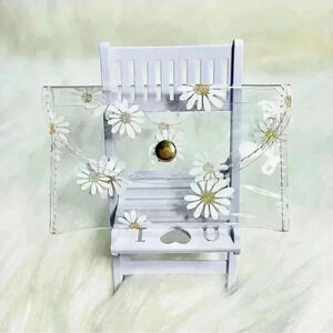 White Floral Clear Card Case Wallet